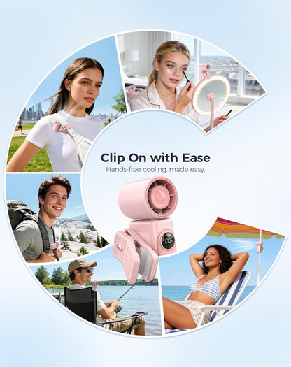 Clip-On Portable Fan for Strollers, Handheld Turbo Fan for Travel