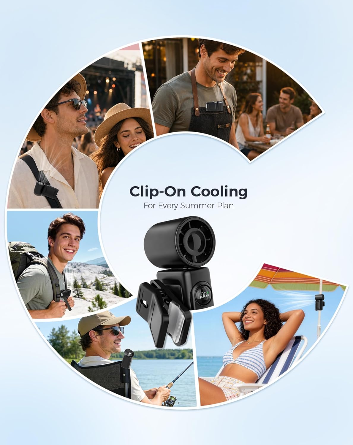 Clip-On Portable Fan for Strollers, Handheld Turbo Fan for Travel