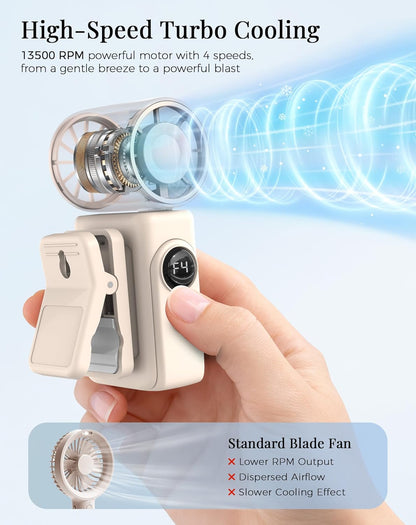 Clip-On Portable Fan for Strollers, Handheld Turbo Fan for Travel