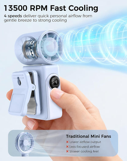 Clip-On Portable Fan for Strollers, Handheld Turbo Fan for Travel