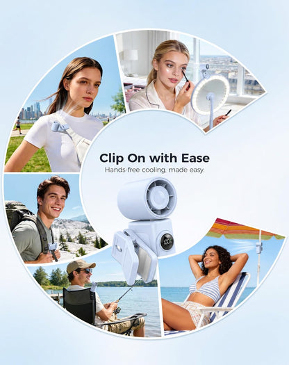 Clip-On Portable Fan for Strollers, Handheld Turbo Fan for Travel