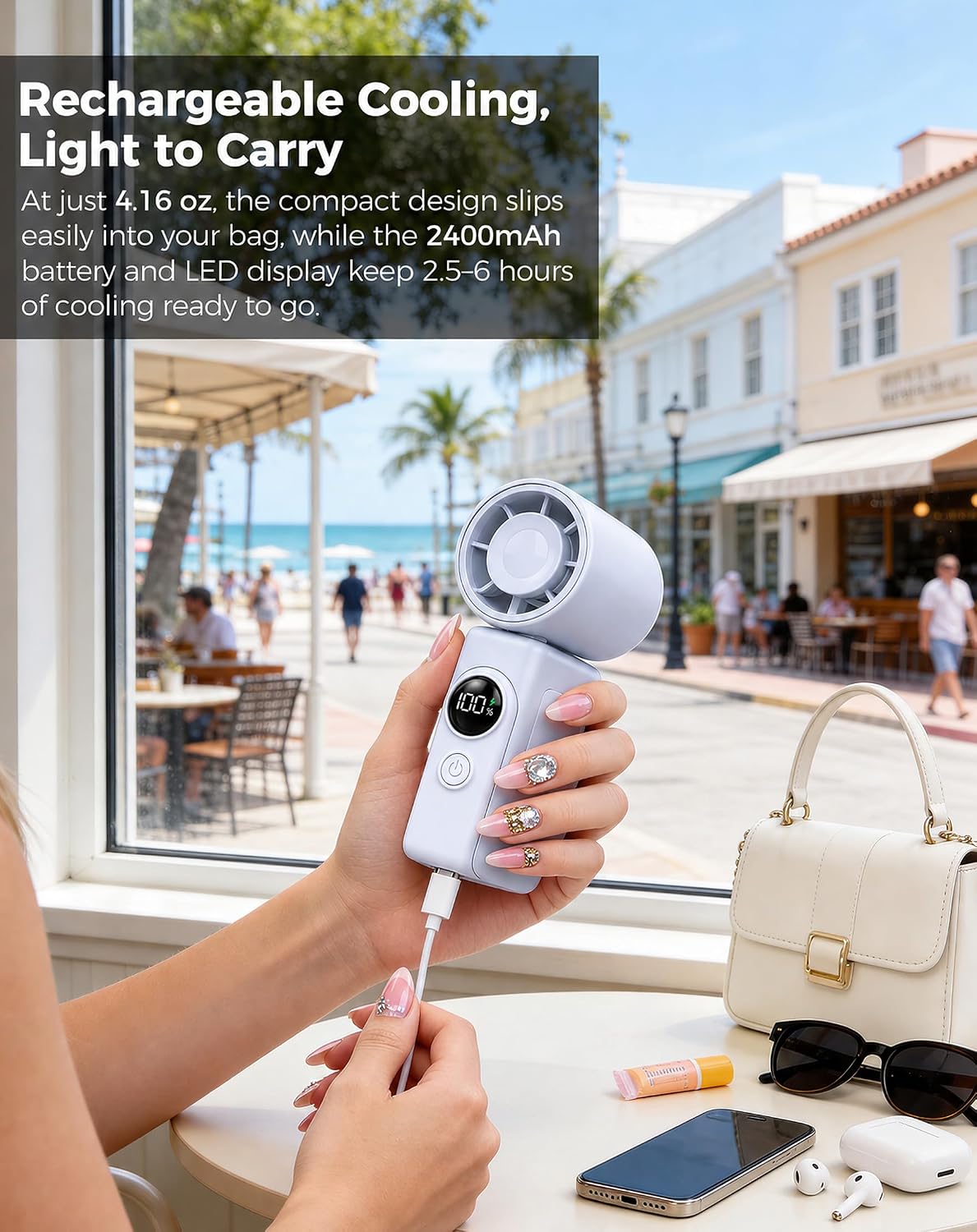 Clip-On Portable Fan for Strollers, Handheld Turbo Fan for Travel