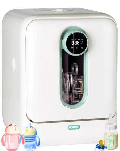 Baby Bottle Washer and Sterilizer and Dryer, 131-167°F High Temperature Sterilize for Baby Stuff, 3.2L Water Tank to Clean Bottles, Pump Part &Pacifiers&Bowl, Newborn Parents One-Hand Operation