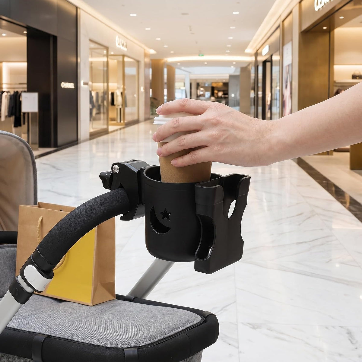 Stroller Cup Holder with Phone Holder - 2-in-1 Strollers Storage Rack - Bike Cup Bracket for Walker, Wheelchair, Scooter, Bicycle