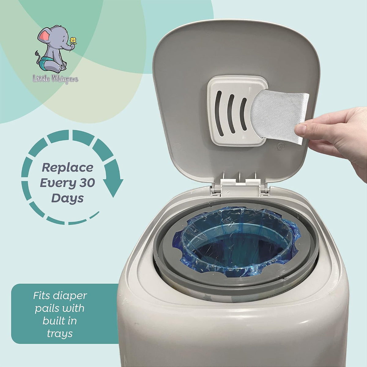 Diaper Pail Odor Absorber -10 Pack - Carbon Filter Refills - Compatible with Diaper Genie Systems