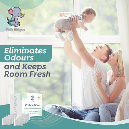 Diaper Pail Odor Absorber -10 Pack - Carbon Filter Refills - Compatible with Diaper Genie Systems