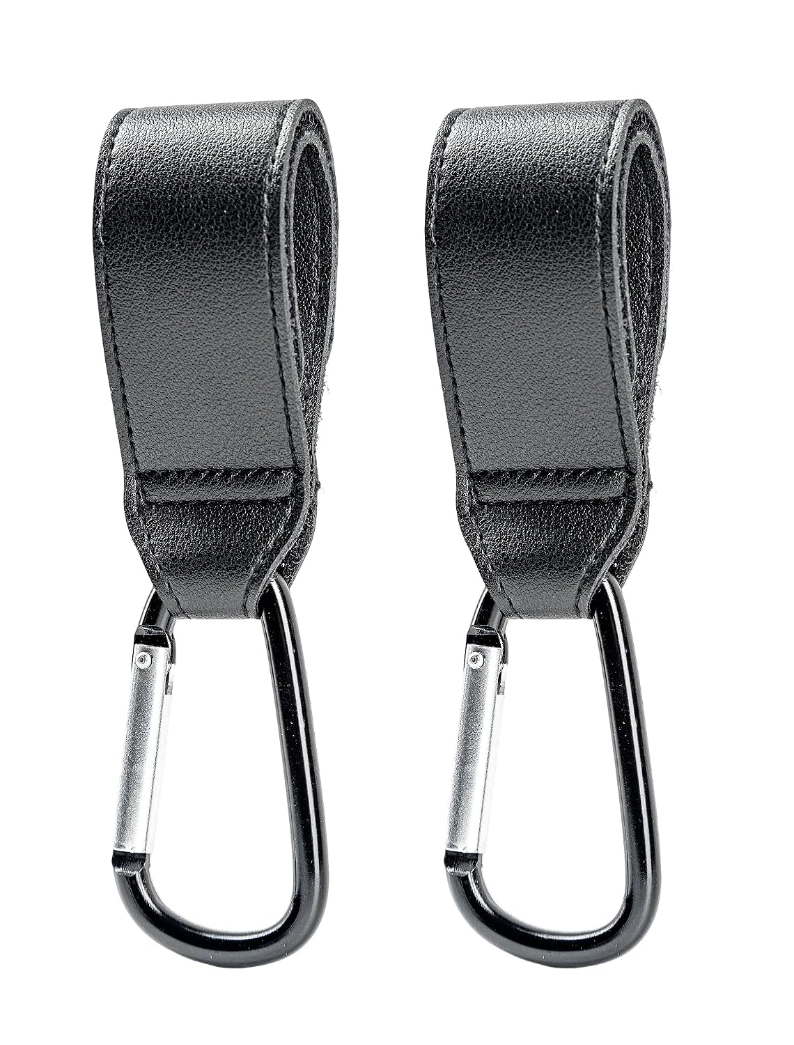 2 Pcs Stroller Hooks,Non-Slip Aluminum Carabiner Clips with Ajustable Nylon Straps, Universal Fit for Diaper Bags, Groceries & More, Durable Stroller Accessories
