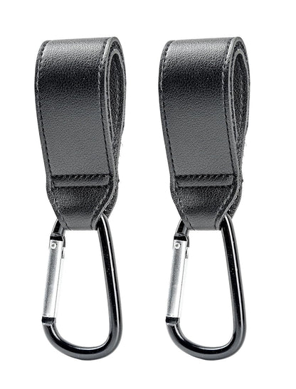 2 Pcs Stroller Hooks,Non-Slip Aluminum Carabiner Clips with Ajustable Nylon Straps, Universal Fit for Diaper Bags, Groceries & More, Durable Stroller Accessories