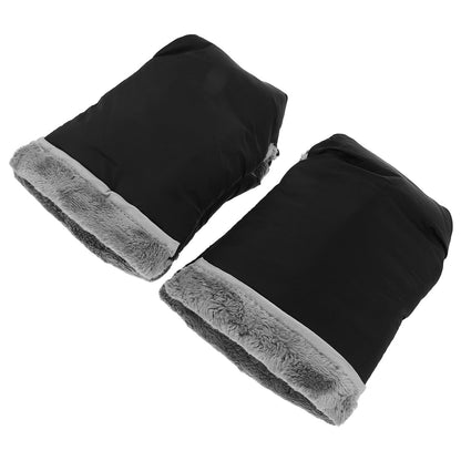 Universal Black Stroller Hand Warmer Gloves for Parents and Caregivers, Windproof and Water-Repellent Velvet and Nylon Material, for Cold Weather and Long Stroller Journeys