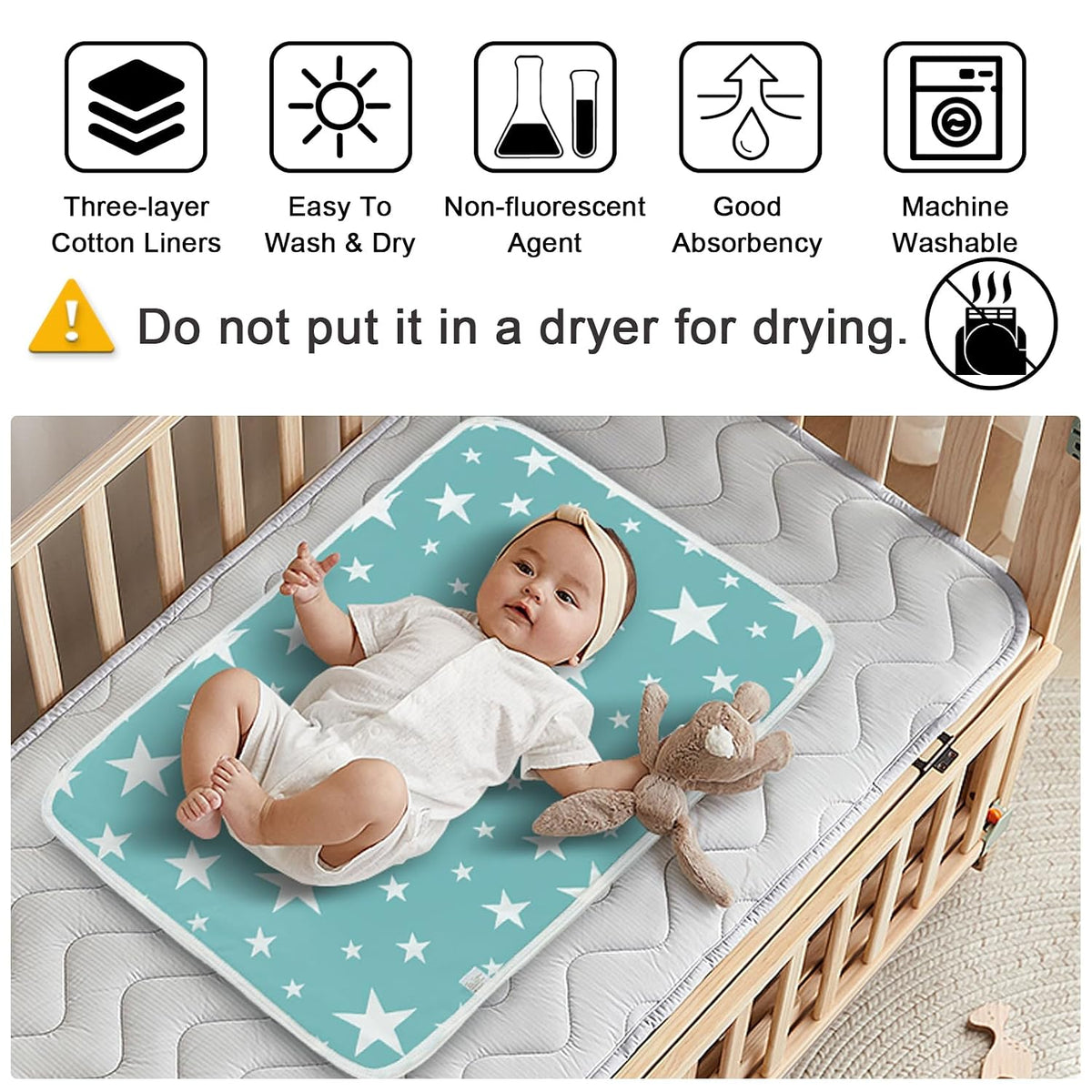 3 Pack Waterproof Baby Diaper Changing Pads for Newborn Girls & Boys