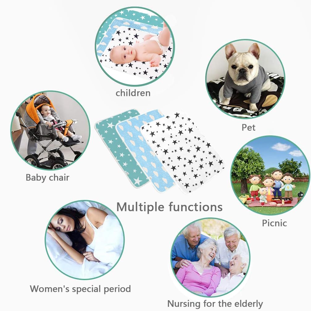 3 Pack Waterproof Baby Diaper Changing Pads for Newborn Girls & Boys