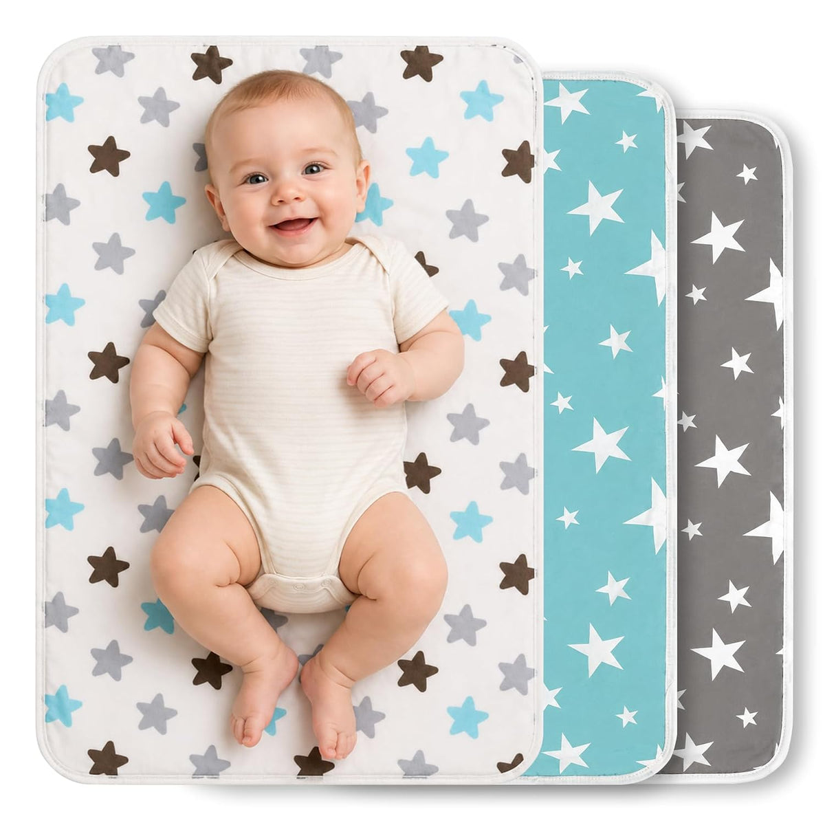 3 Pack Waterproof Baby Diaper Changing Pads for Newborn Girls & Boys