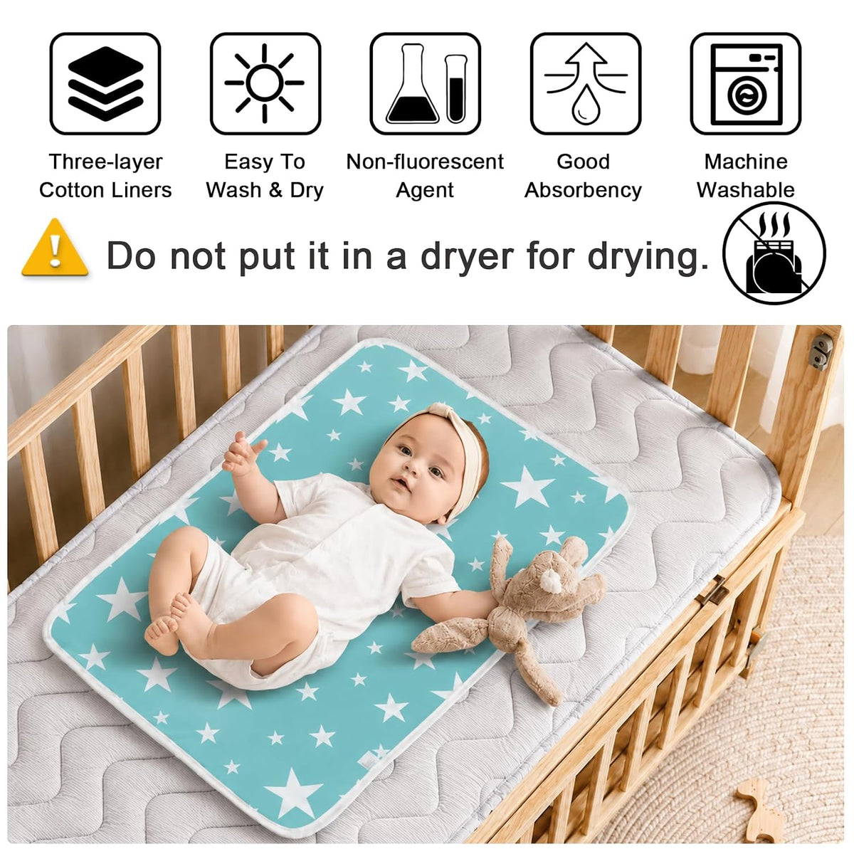 3 Pack Waterproof Baby Diaper Changing Pads for Newborn Girls & Boys