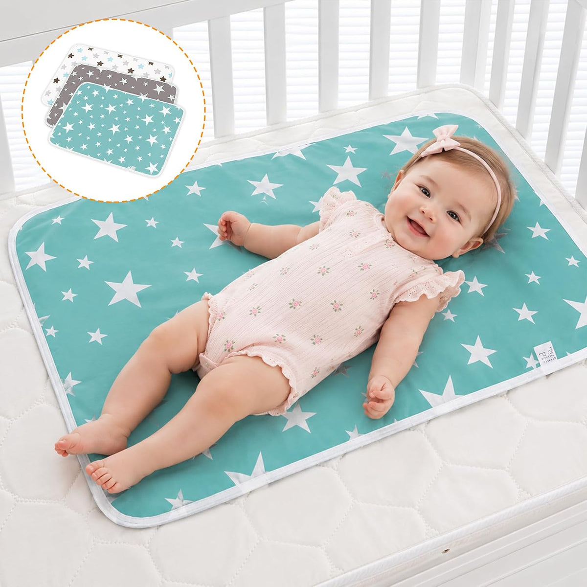 3 Pack Waterproof Baby Diaper Changing Pads for Newborn Girls & Boys