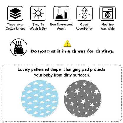 3 Pack Waterproof Baby Diaper Changing Pads for Newborn Girls & Boys