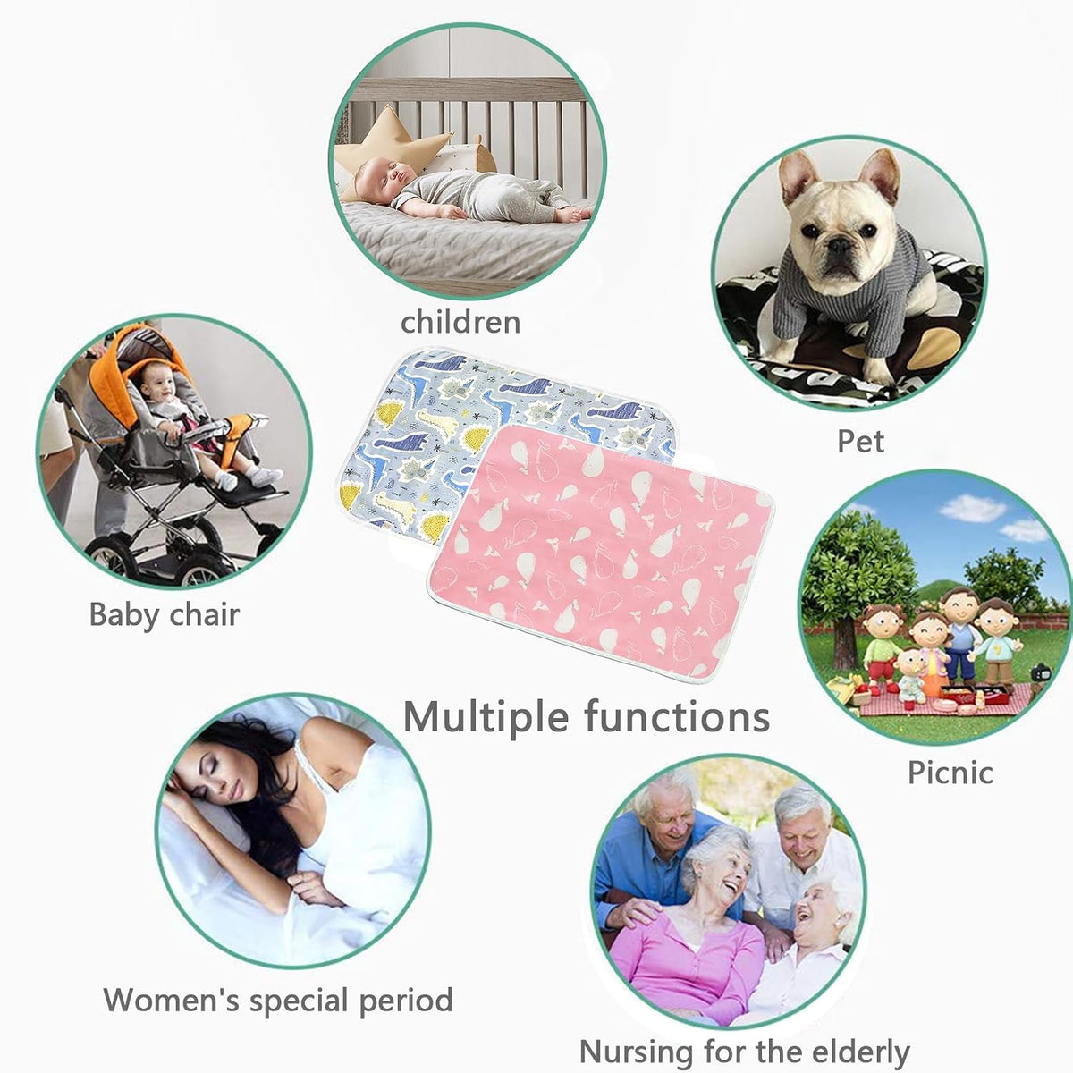 3 Pack Waterproof Baby Diaper Changing Pads for Newborn Girls & Boys