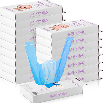1600 Count Baby Disposable Diaper Bags Scented Diaper Sacks, Blue