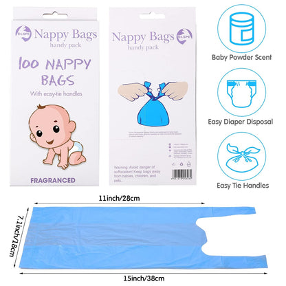 1600 Count Baby Disposable Diaper Bags Scented Diaper Sacks, Blue