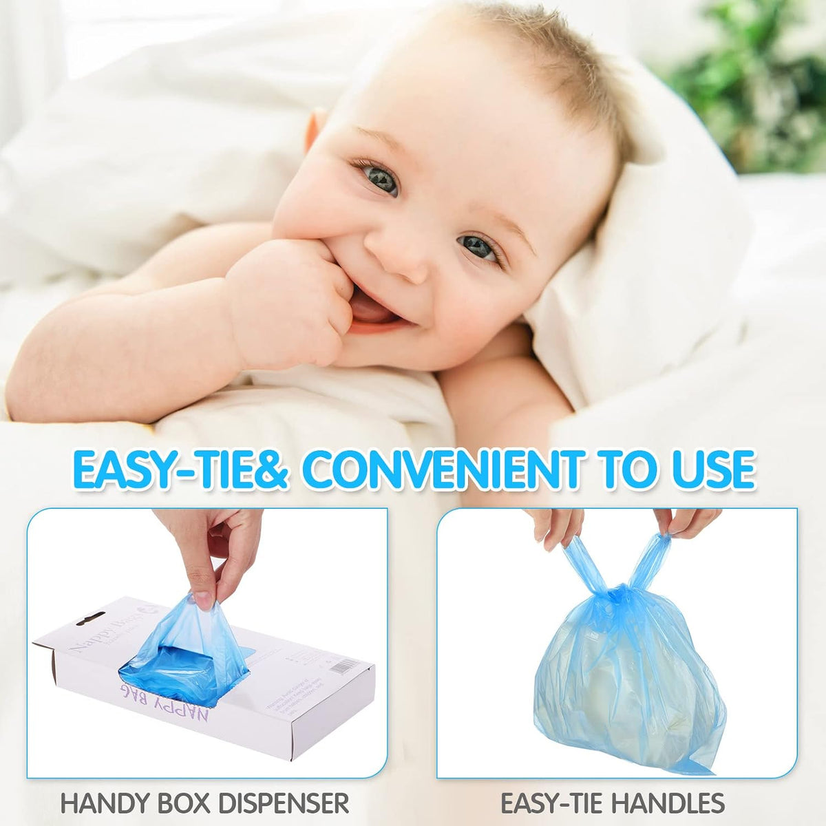 1600 Count Baby Disposable Diaper Bags Scented Diaper Sacks, Blue