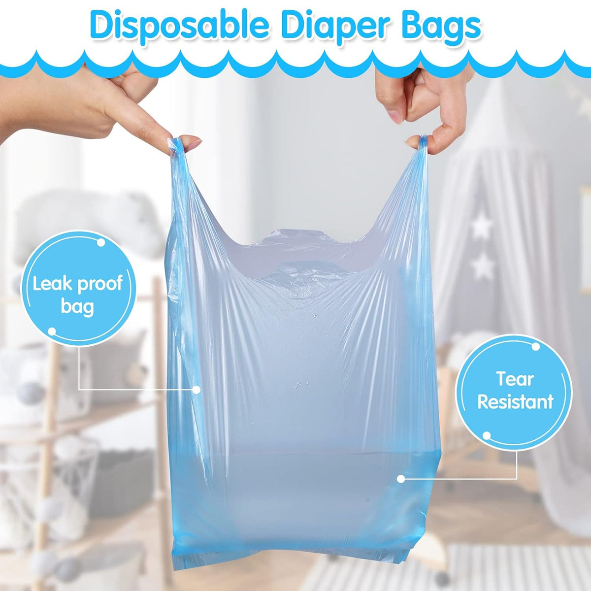 1600 Count Baby Disposable Diaper Bags Scented Diaper Sacks, Blue