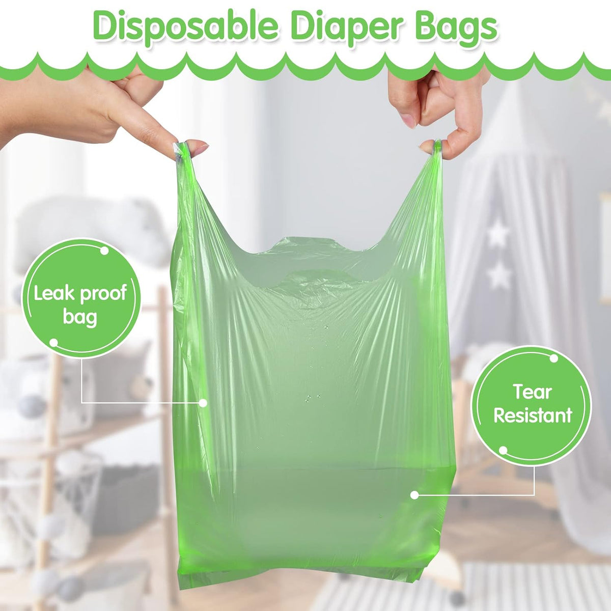 1600 Count Baby Disposable Diaper Bags Scented Diaper Sacks, Blue