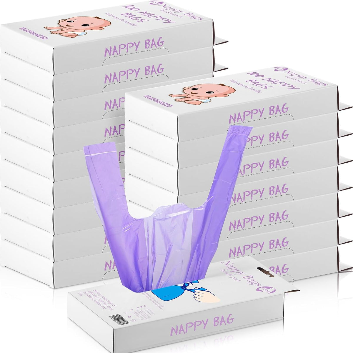 1600 Count Baby Disposable Diaper Bags Scented Diaper Sacks, Blue
