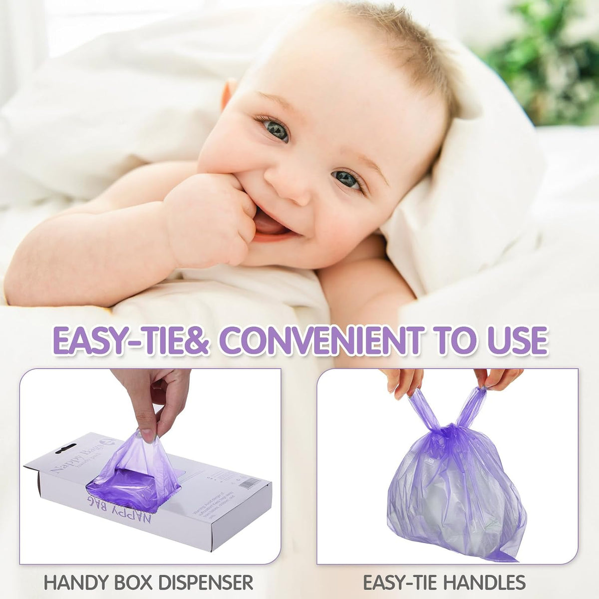 1600 Count Baby Disposable Diaper Bags Scented Diaper Sacks, Blue