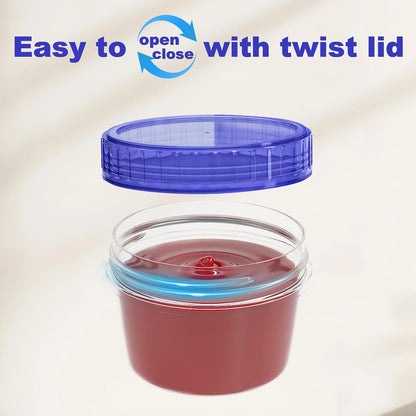 Salad Dressing Container to Go Reusable - 2 Oz Plastic Sauce Container With Leak-Proof Twist Lids(12 Pcs)