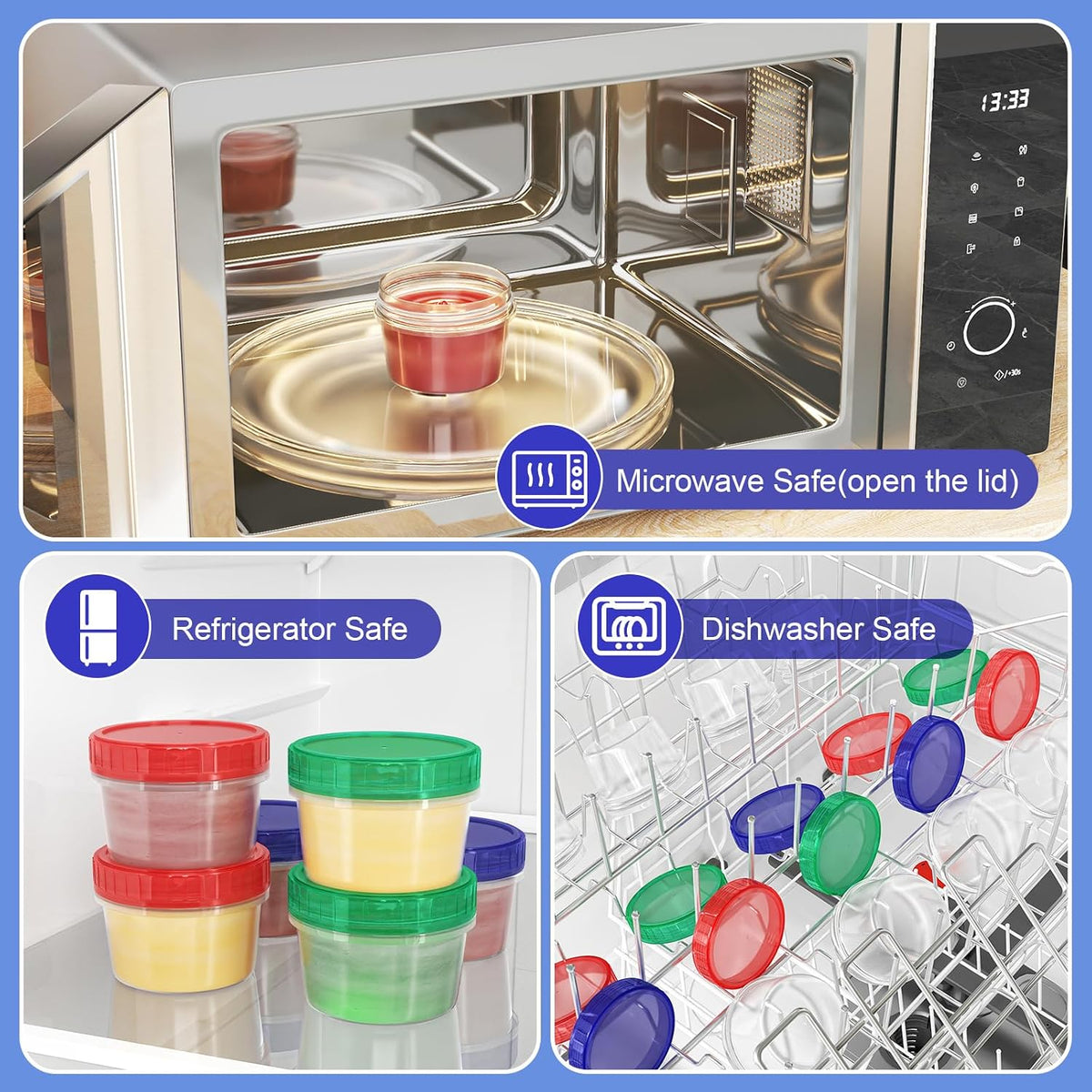 Salad Dressing Container to Go Reusable - 2 Oz Plastic Sauce Container With Leak-Proof Twist Lids(12 Pcs)