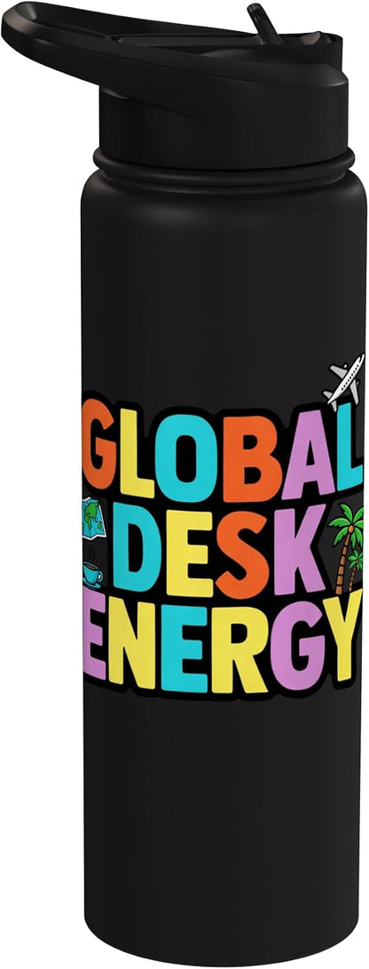 Global Desk Energy Travel Work Lifestyle Design Stainless Steel Insulated Water Bottle