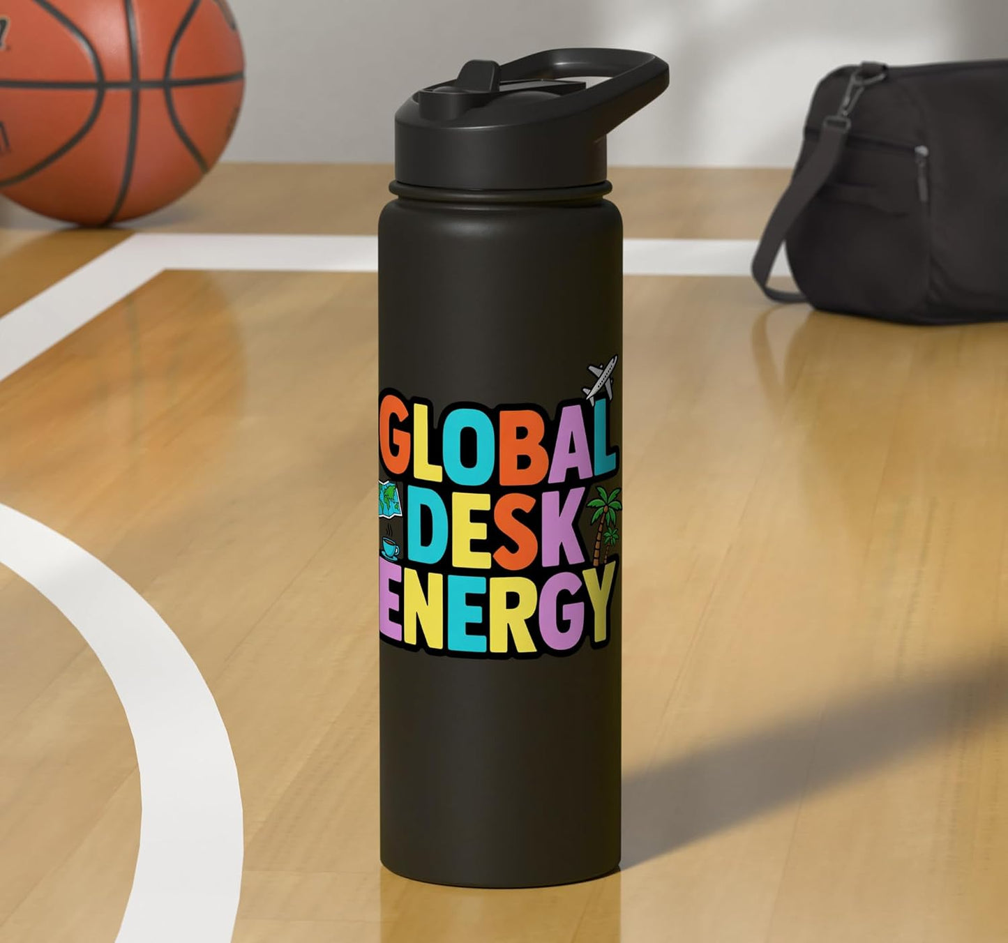 Global Desk Energy Travel Work Lifestyle Design Stainless Steel Insulated Water Bottle