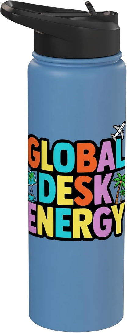 Global Desk Energy Travel Work Lifestyle Design Stainless Steel Insulated Water Bottle