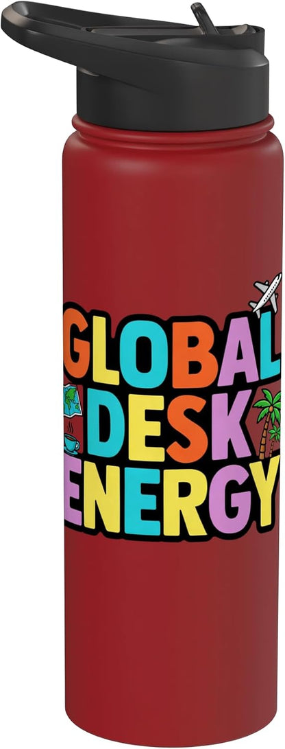 Global Desk Energy Travel Work Lifestyle Design Stainless Steel Insulated Water Bottle