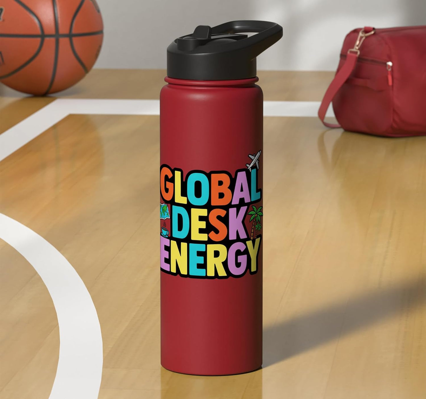 Global Desk Energy Travel Work Lifestyle Design Stainless Steel Insulated Water Bottle