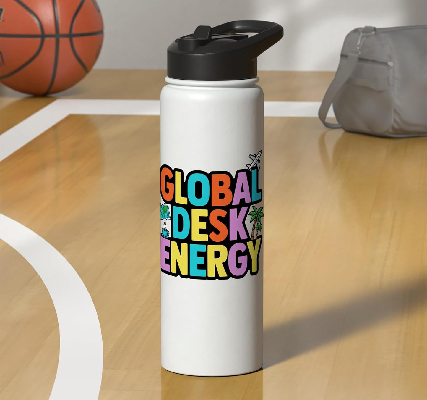 Global Desk Energy Travel Work Lifestyle Design Stainless Steel Insulated Water Bottle