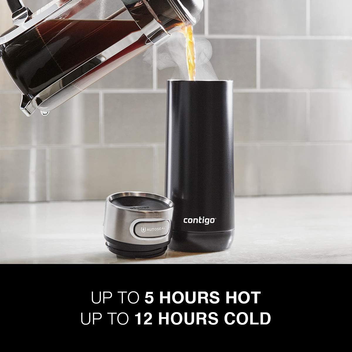Luxe Vacuum-Insulated Stainless Steel Thermal Travel Mug 16 Ounces Stainless Steel