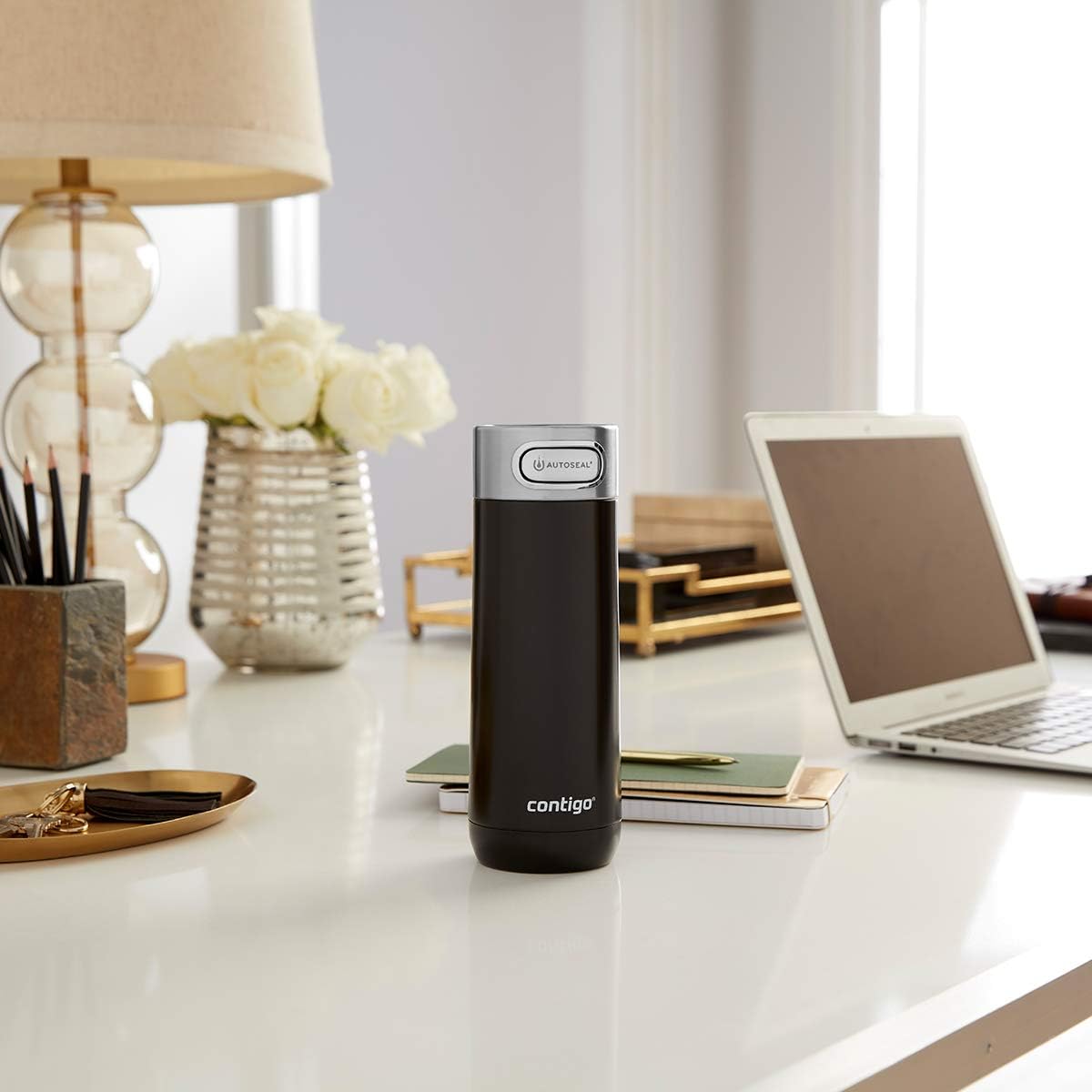 Luxe Vacuum-Insulated Stainless Steel Thermal Travel Mug 16 Ounces Stainless Steel