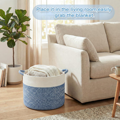 70L Large Cotton Rope Basket, Decorative Woven Blanket Storage for Living Room, Boho Toy Storage & Toy Box for Kids, Versatile Laundry Basket & Nursery Hamper for Blankets(Black)