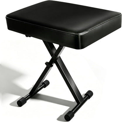Piano Stool,Piano Bench,Keyboard Bench X-Style Height Adjustable 16-20in Padded Cushion Piano Stool Bench Keyboard Chair for Keyboards Piano. (Thin Version)