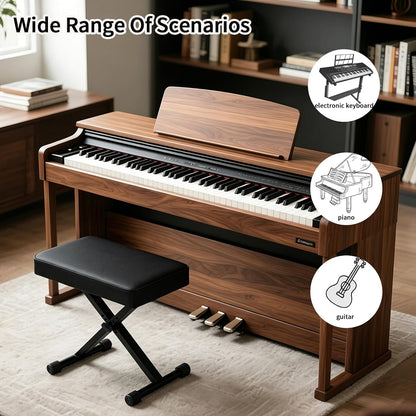 Piano Stool,Piano Bench,Keyboard Bench X-Style Height Adjustable 16-20in Padded Cushion Piano Stool Bench Keyboard Chair for Keyboards Piano. (Thin Version)