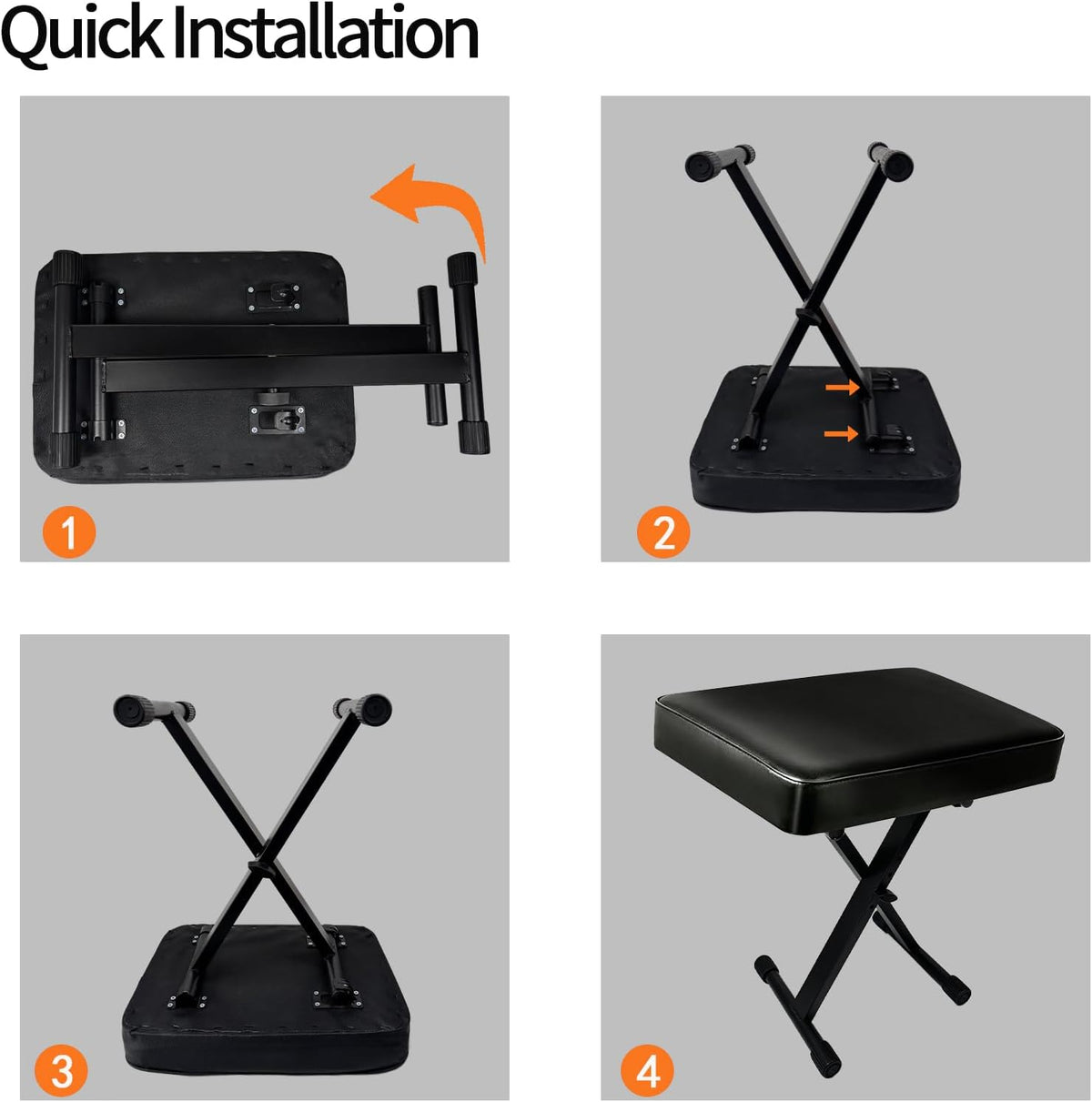 Piano Stool,Piano Bench,Keyboard Bench X-Style Height Adjustable 16-20in Padded Cushion Piano Stool Bench Keyboard Chair for Keyboards Piano. (Thin Version)