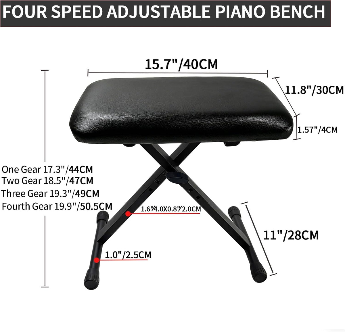 Piano Stool,Piano Bench,Keyboard Bench X-Style Height Adjustable 16-20in Padded Cushion Piano Stool Bench Keyboard Chair for Keyboards Piano. (Thin Version)