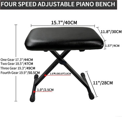 Piano Stool,Piano Bench,Keyboard Bench X-Style Height Adjustable 16-20in Padded Cushion Piano Stool Bench Keyboard Chair for Keyboards Piano. (Thin Version)