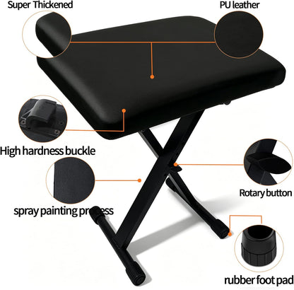 Piano Stool,Piano Bench,Keyboard Bench X-Style Height Adjustable 16-20in Padded Cushion Piano Stool Bench Keyboard Chair for Keyboards Piano. (Thin Version)