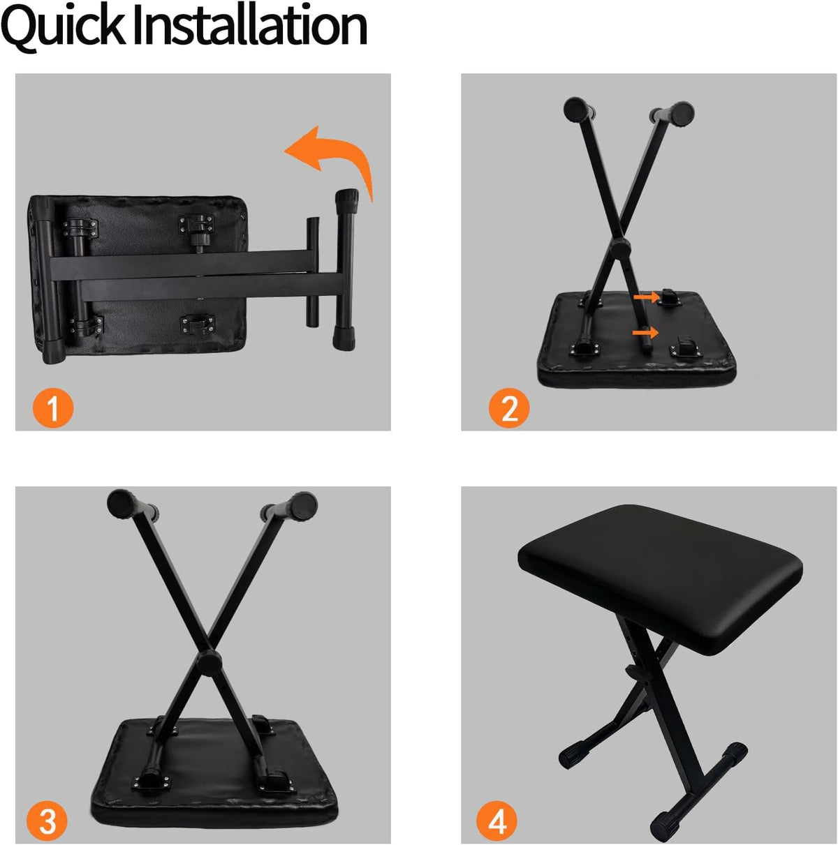 Piano Stool,Piano Bench,Keyboard Bench X-Style Height Adjustable 16-20in Padded Cushion Piano Stool Bench Keyboard Chair for Keyboards Piano. (Thin Version)