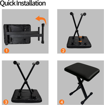 Piano Stool,Piano Bench,Keyboard Bench X-Style Height Adjustable 16-20in Padded Cushion Piano Stool Bench Keyboard Chair for Keyboards Piano. (Thin Version)