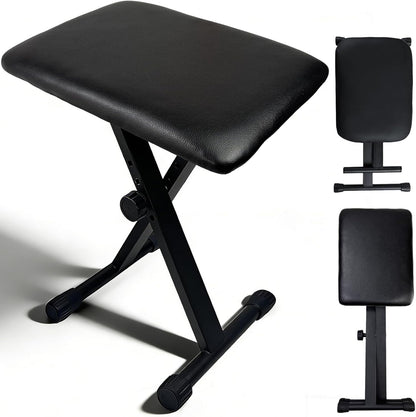 Piano Stool,Piano Bench,Keyboard Bench X-Style Height Adjustable 16-20in Padded Cushion Piano Stool Bench Keyboard Chair for Keyboards Piano. (Thin Version)