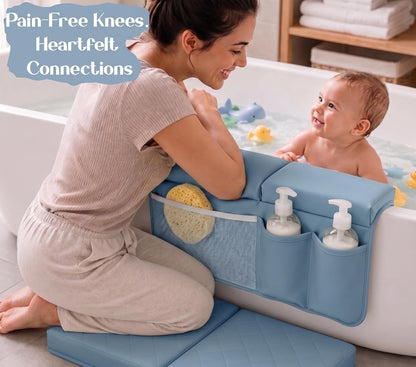 2inch Extra Thick Baby Bath Kneeler and Elbow Rest Pad Set + Hooded Towel