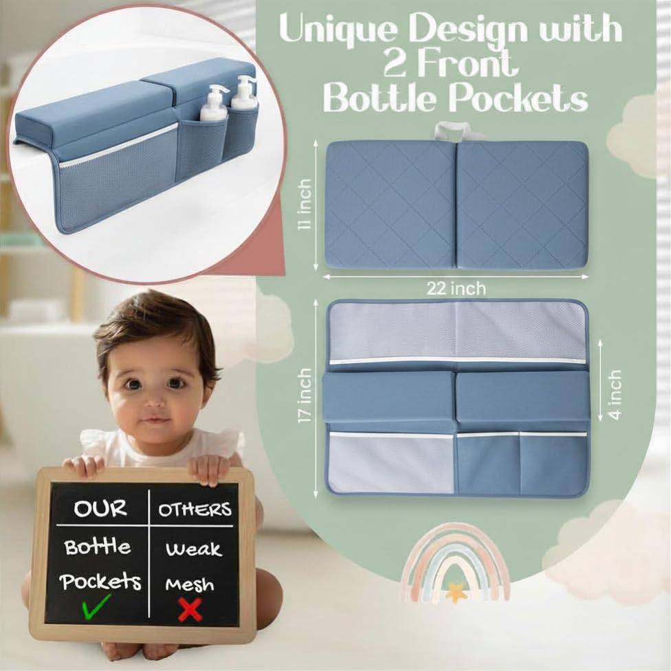 2inch Extra Thick Baby Bath Kneeler and Elbow Rest Pad Set + Hooded Towel