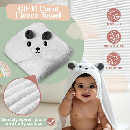 2inch Extra Thick Baby Bath Kneeler and Elbow Rest Pad Set + Hooded Towel